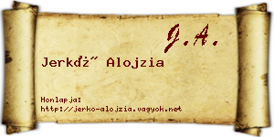 Jerkó Alojzia névjegykártya